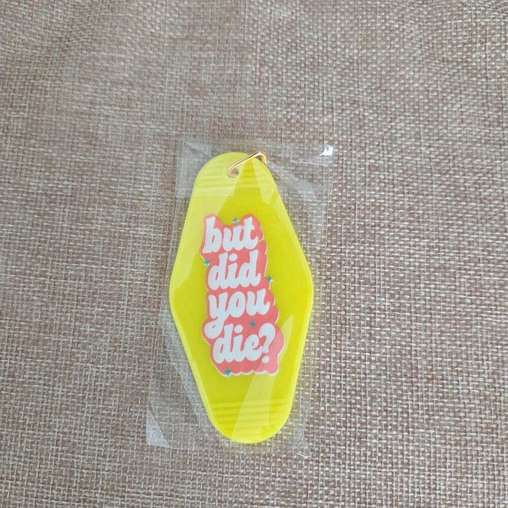 Funny sassy neon yellow keychain keyfob car key bag charm
